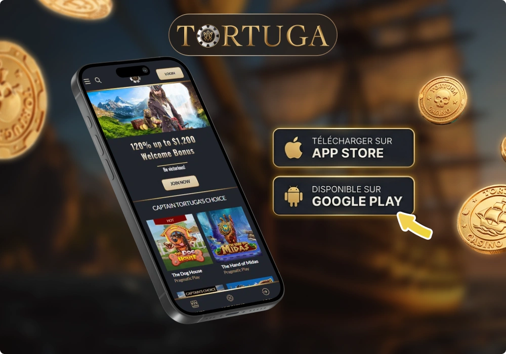 Téléchargez l'application mobile de Tortuga casino.